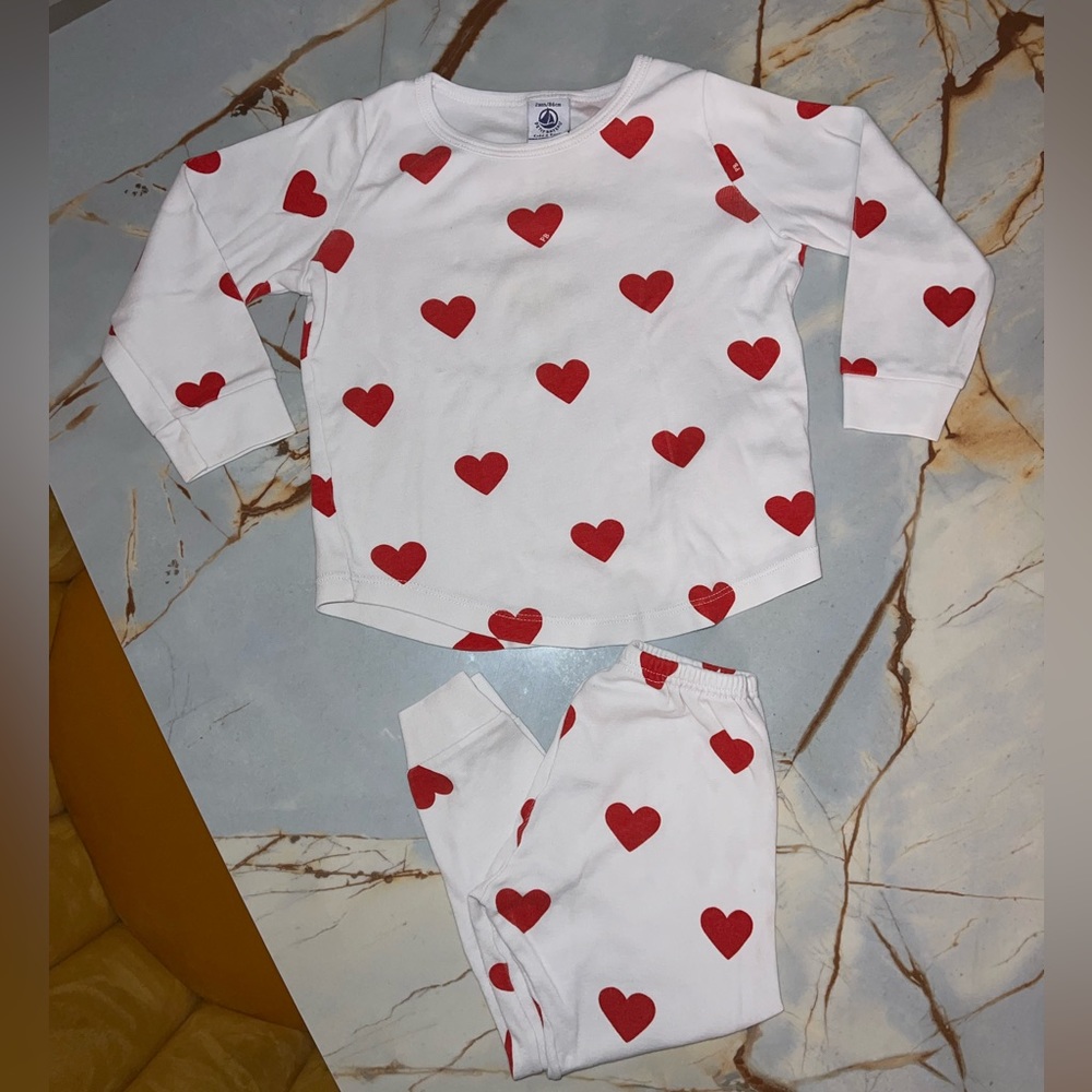 Classic petit bateau heart pijama 2 T